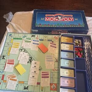 Complete Monopoly Deluxe Anniversary Edition 1984 Parker Brothers Locomotive